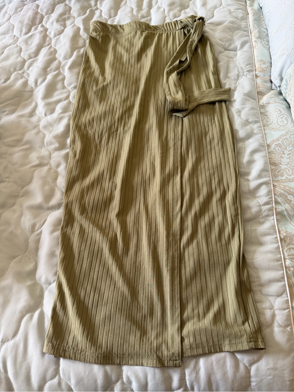 HYFVE Olive Pleated Midi Skirt with Side Tie